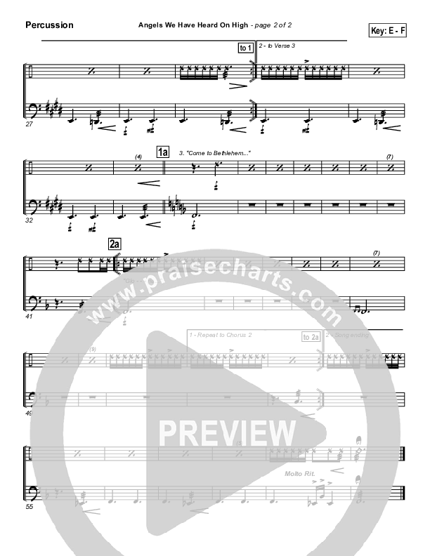 Angels We Have Heard On High Percussion (PraiseCharts Band / Arr. Daniel Galbraith)