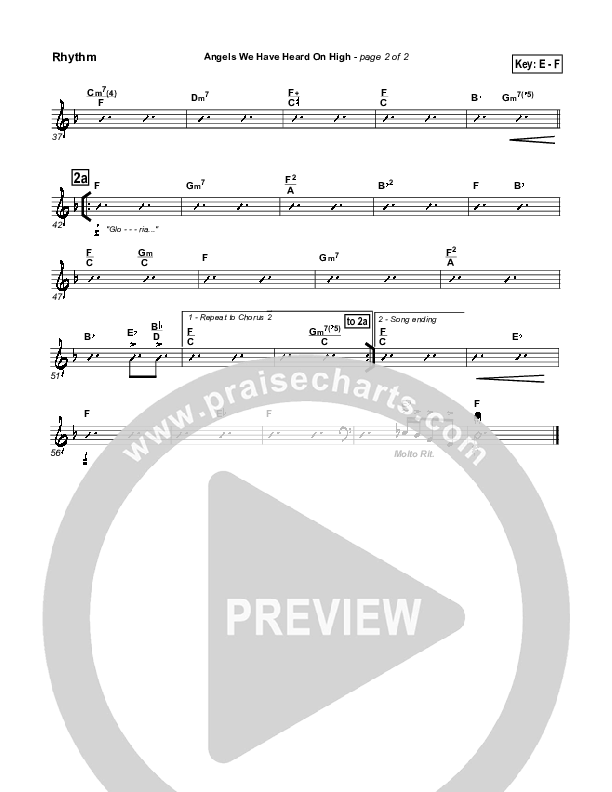Angels We Have Heard On High Rhythm Chart (PraiseCharts Band / Arr. Daniel Galbraith)