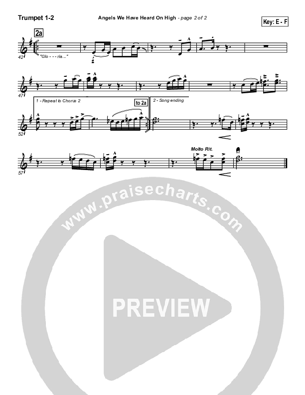 Angels We Have Heard On High Trumpet 1,2 (PraiseCharts Band / Arr. Daniel Galbraith)