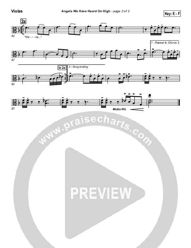 Angels We Have Heard On High Viola (PraiseCharts Band / Arr. Daniel Galbraith)