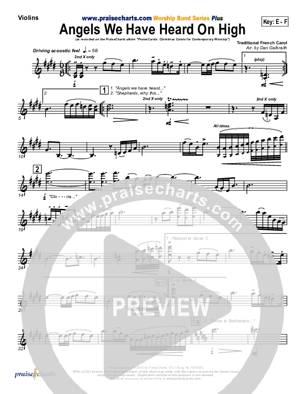 Angels We Have Heard On High Violins (PraiseCharts Band / Arr. Daniel Galbraith)