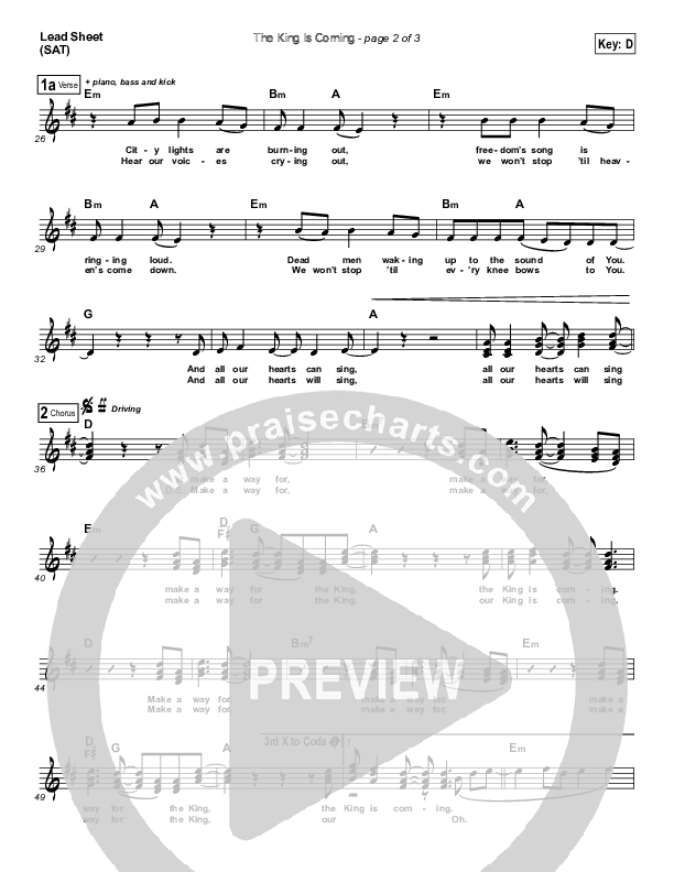 The King Is Coming Lead Sheet (Newsboys)