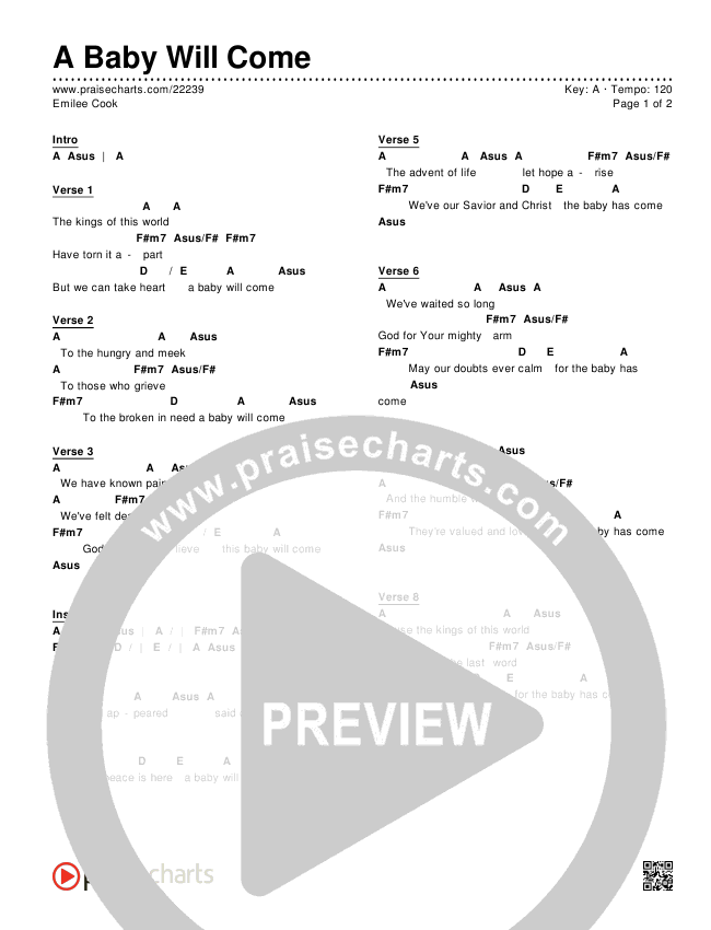 A Baby Will Come Chords & Lyrics (Emilee Cook)