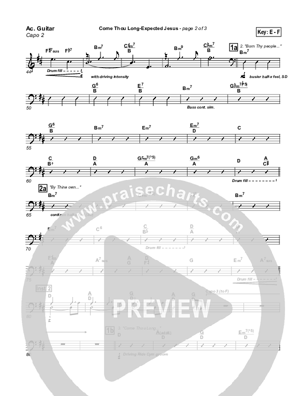 Come Thou Long Expected Jesus Acoustic Guitar (PraiseCharts Band / Arr. John Wasson)