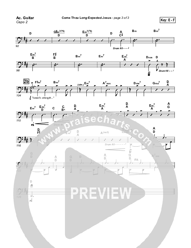 Come Thou Long Expected Jesus Acoustic Guitar (PraiseCharts Band / Arr. John Wasson)