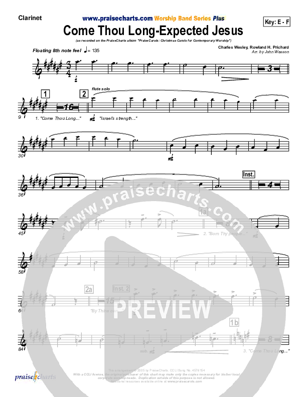 Come Thou Long Expected Jesus Wind Pack (PraiseCharts Band / Arr. John Wasson)