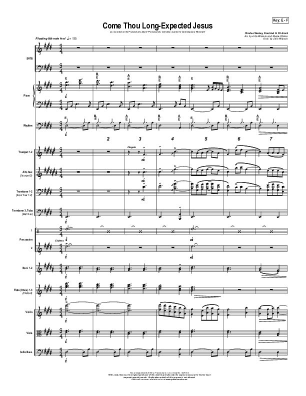 Come Thou Long Expected Jesus Conductor's Score (PraiseCharts Band / Arr. John Wasson)