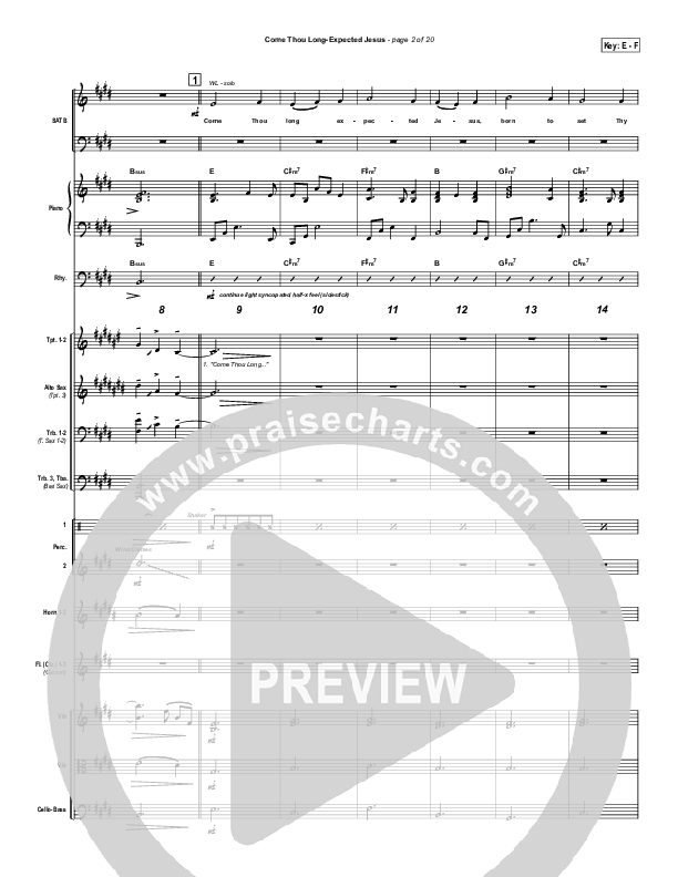 Come Thou Long Expected Jesus Orchestration (PraiseCharts Band / Arr. John Wasson)