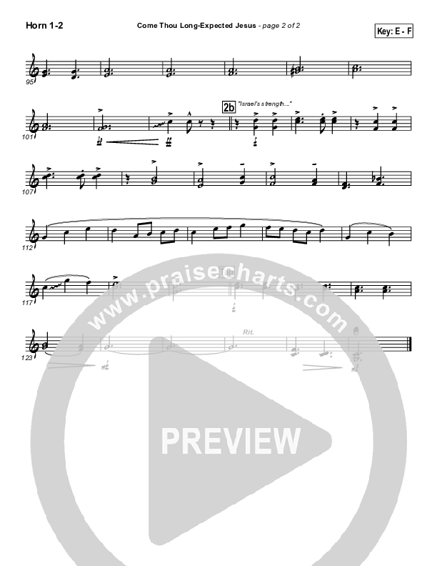 Come Thou Long Expected Jesus French Horn 1/2 (PraiseCharts Band / Arr. John Wasson)