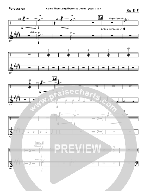 Come Thou Long Expected Jesus Percussion (PraiseCharts Band / Arr. John Wasson)