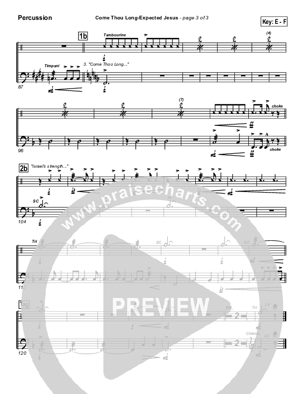 Come Thou Long Expected Jesus Percussion (PraiseCharts Band / Arr. John Wasson)