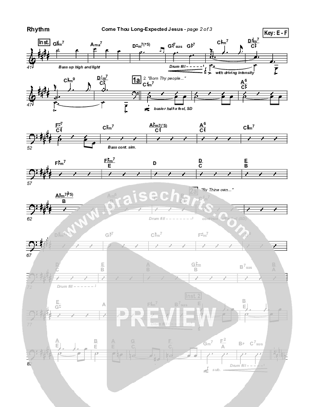 Come Thou Long Expected Jesus Rhythm Chart (PraiseCharts Band / Arr. John Wasson)