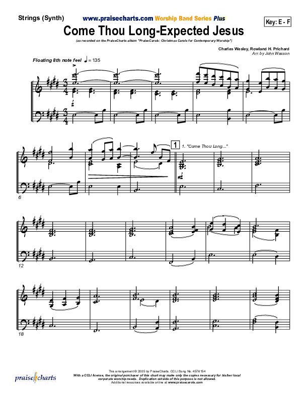 Come Thou Long Expected Jesus String Pack (PraiseCharts Band / Arr. John Wasson)