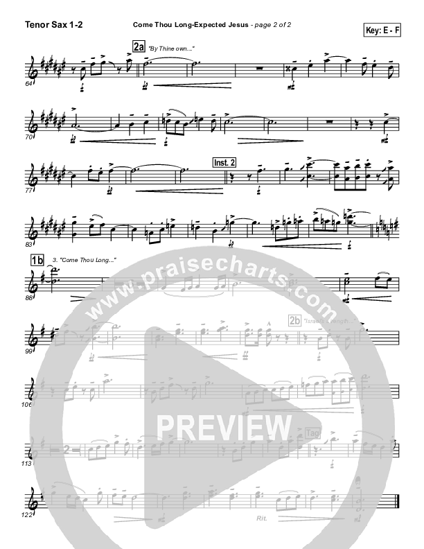 Come Thou Long Expected Jesus Tenor Sax 1/2 (PraiseCharts Band / Arr. John Wasson)