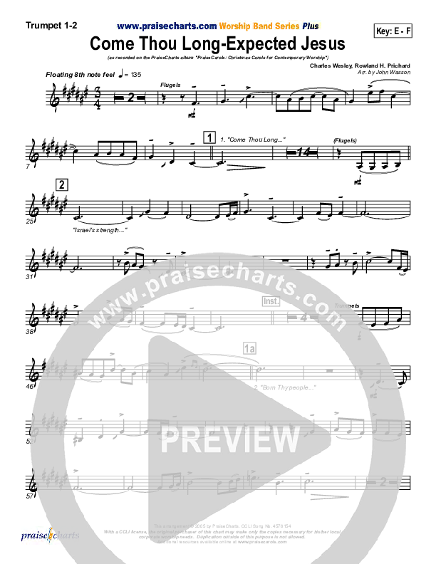 Come Thou Long Expected Jesus Brass Pack (PraiseCharts Band / Arr. John Wasson)