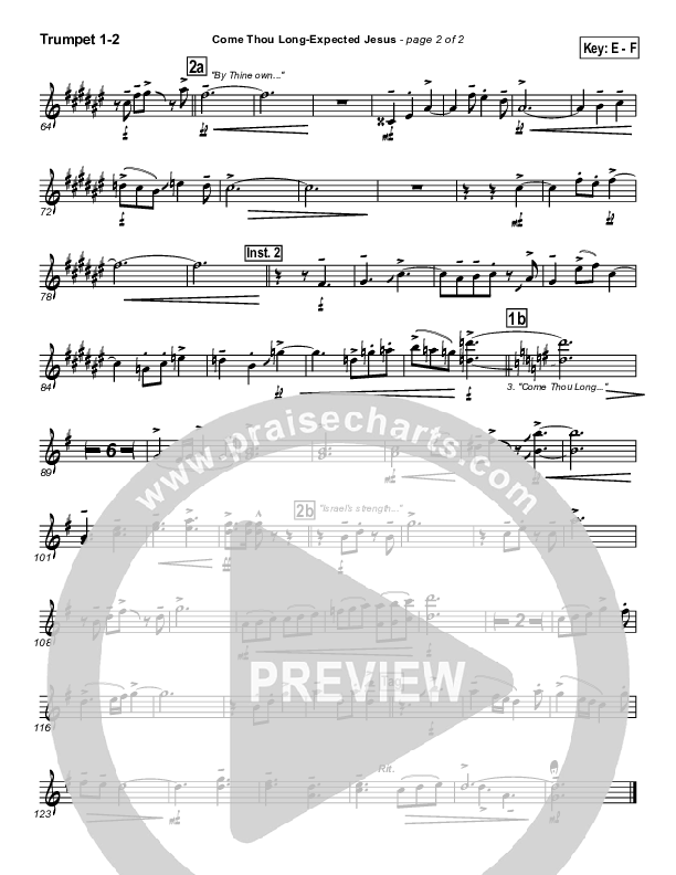 Come Thou Long Expected Jesus Trumpet 1,2 (PraiseCharts Band / Arr. John Wasson)