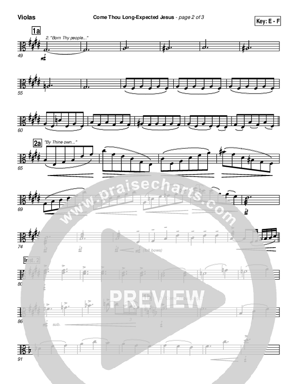 Come Thou Long Expected Jesus Viola (PraiseCharts Band / Arr. John Wasson)