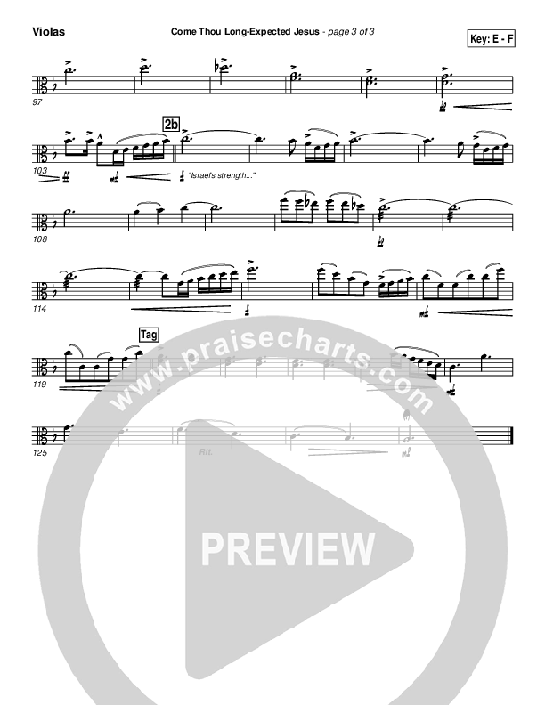 Come Thou Long Expected Jesus Viola (PraiseCharts Band / Arr. John Wasson)