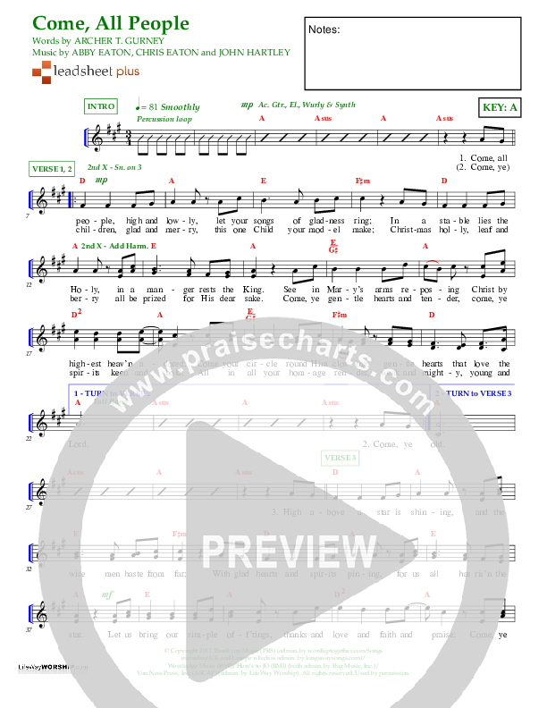 Come All People Lead Sheet (Chris Eaton)