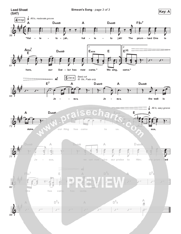 Simeon's Song Lead Sheet (SAT) (Chris McClarney)