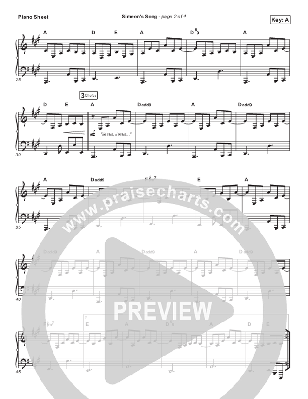 Simeon's Song Piano Sheet (Chris McClarney)