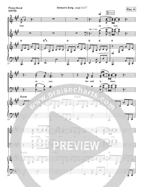 Simeon's Song Piano/Vocal (SATB) (Chris McClarney)