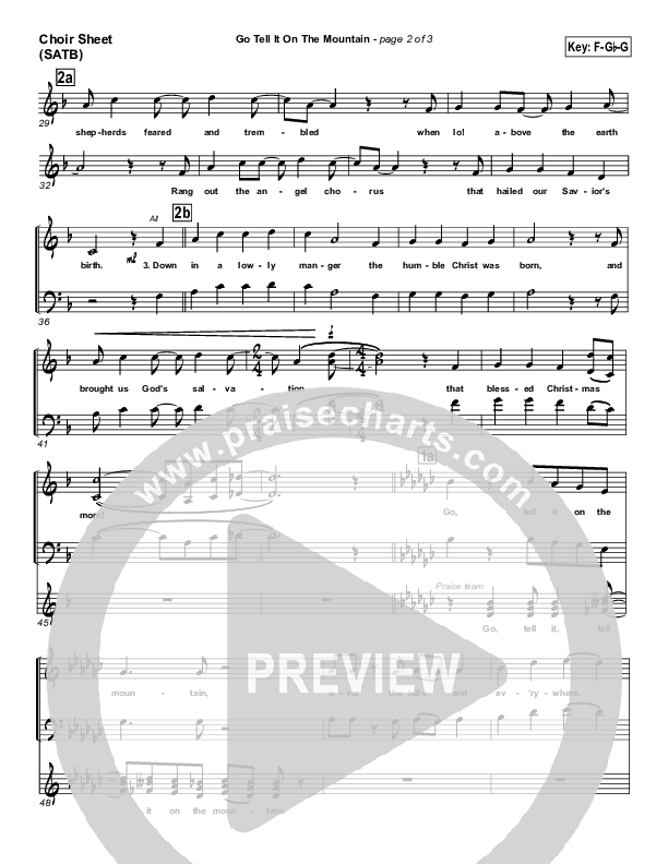 Go Tell It On The Mountain Choir Sheet (SATB) (PraiseCharts Band / Arr. Daniel Galbraith)
