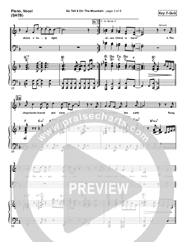 Go Tell It On The Mountain Piano/Vocal Pack (PraiseCharts Band / Arr. Daniel Galbraith)