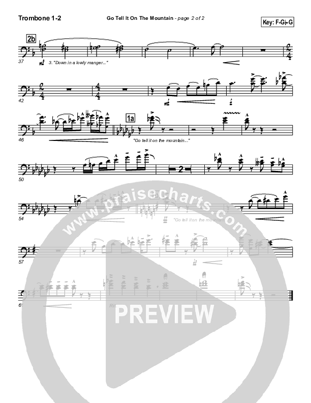 Go Tell It On The Mountain Trombone 1/2 (PraiseCharts Band / Arr. Daniel Galbraith)