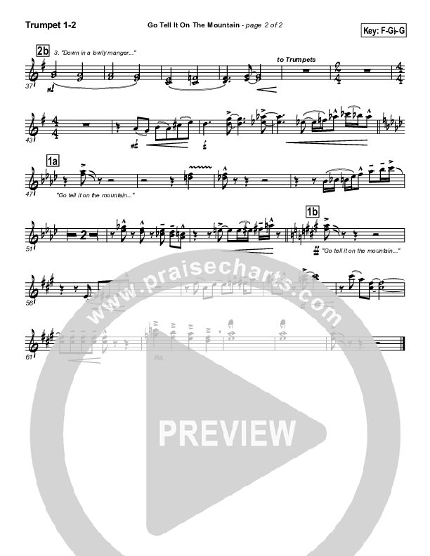 Go Tell It On The Mountain Trumpet 1,2 (PraiseCharts Band / Arr. Daniel Galbraith)