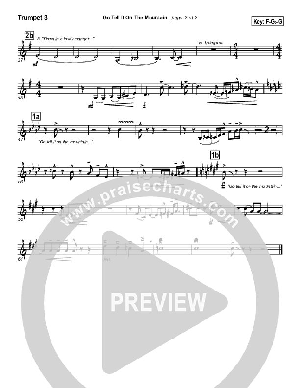 Go Tell It On The Mountain Trumpet 3 (PraiseCharts Band / Arr. Daniel Galbraith)