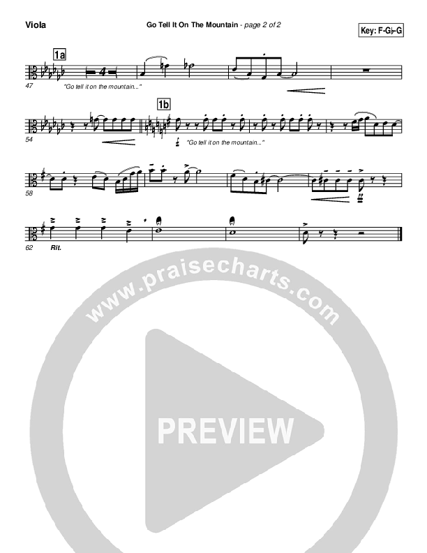 Go Tell It On The Mountain Viola (PraiseCharts Band / Arr. Daniel Galbraith)