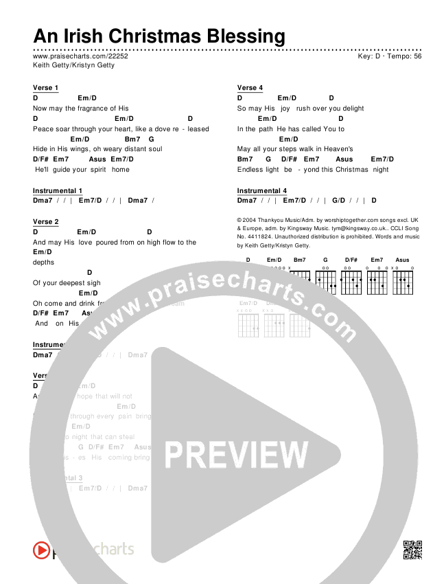An Irish Christmas Blessing Chords & Lyrics (Keith & Kristyn Getty)