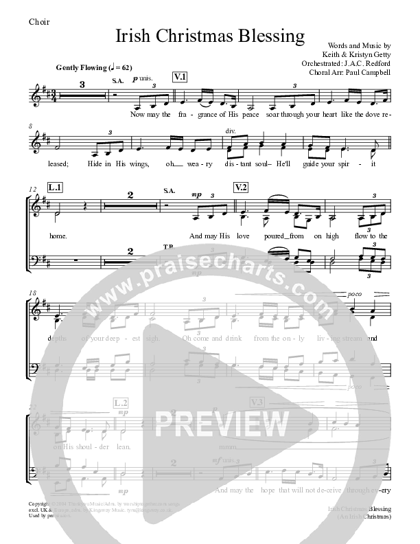 An Irish Christmas Blessing Choir Sheet (Keith & Kristyn Getty)