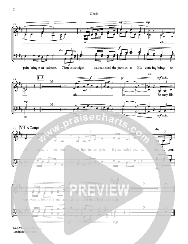 An Irish Christmas Blessing Choir Sheet (Keith & Kristyn Getty)