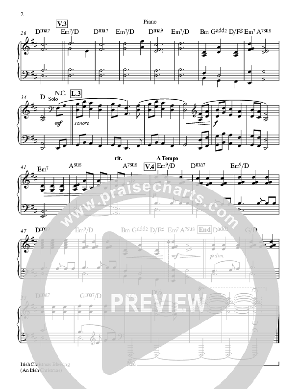 An Irish Christmas Blessing Piano Sheet (Keith & Kristyn Getty)