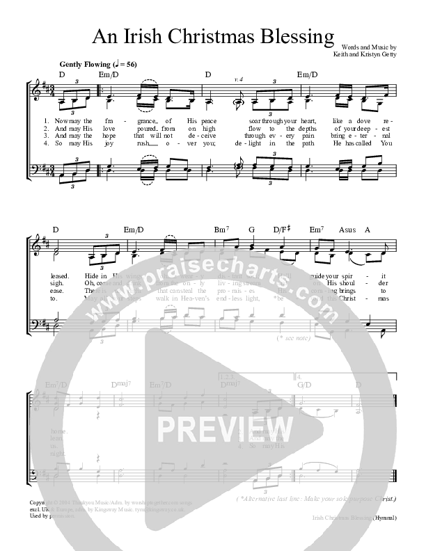 An Irish Christmas Blessing Piano/Vocal (Keith & Kristyn Getty)