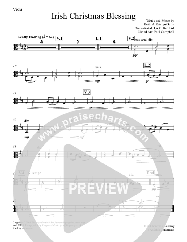 An Irish Christmas Blessing Viola (Keith & Kristyn Getty)