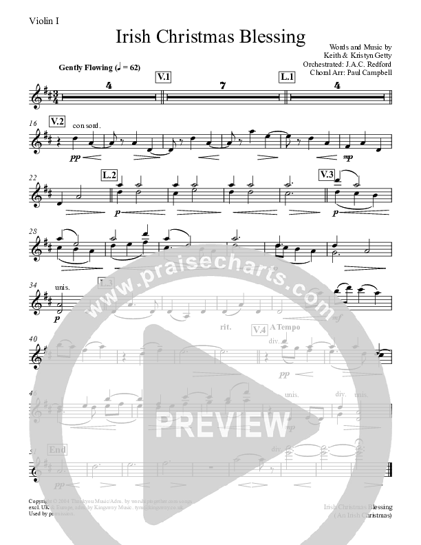 An Irish Christmas Blessing Violin 1 (Keith & Kristyn Getty)