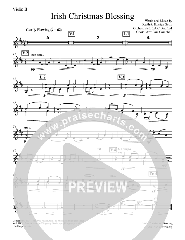 An Irish Christmas Blessing Violin 2 (Keith & Kristyn Getty)