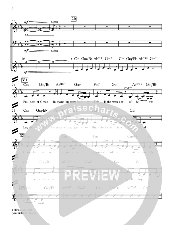 Fullness Of Grace Choir Sheet (Keith & Kristyn Getty)