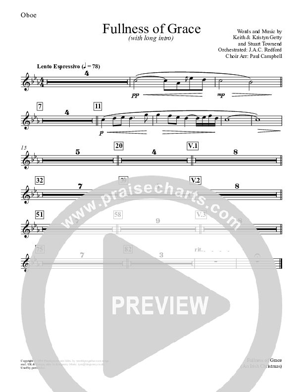 Fullness Of Grace Oboe (Keith & Kristyn Getty)