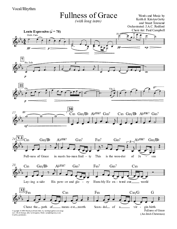 Fullness Of Grace Rhythm Chart (Keith & Kristyn Getty)