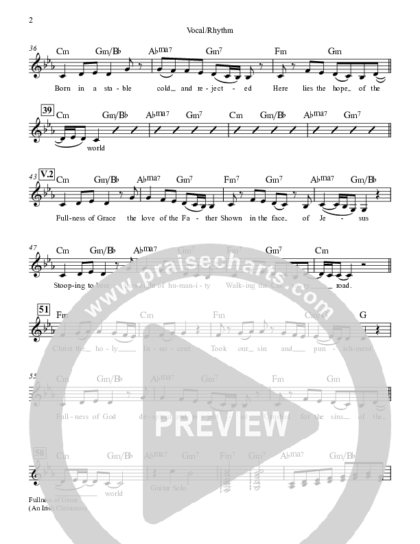 Fullness Of Grace Rhythm Chart (Keith & Kristyn Getty)