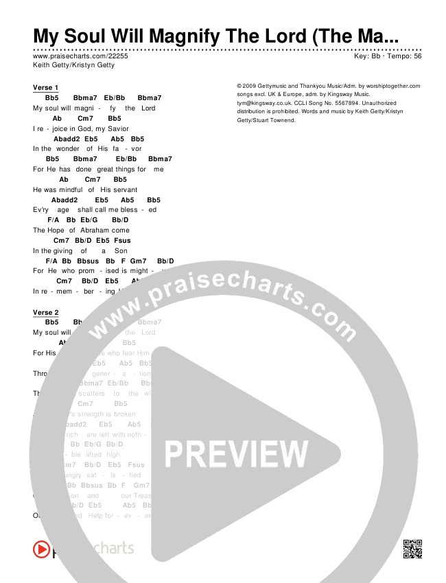 My Soul Will Magnify The Lord (The Magnificat) Chords & Lyrics (Keith & Kristyn Getty)