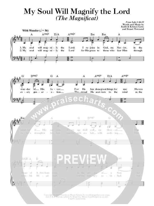 My Soul Will Magnify The Lord (The Magnificat) Choir Sheet (Keith & Kristyn Getty)