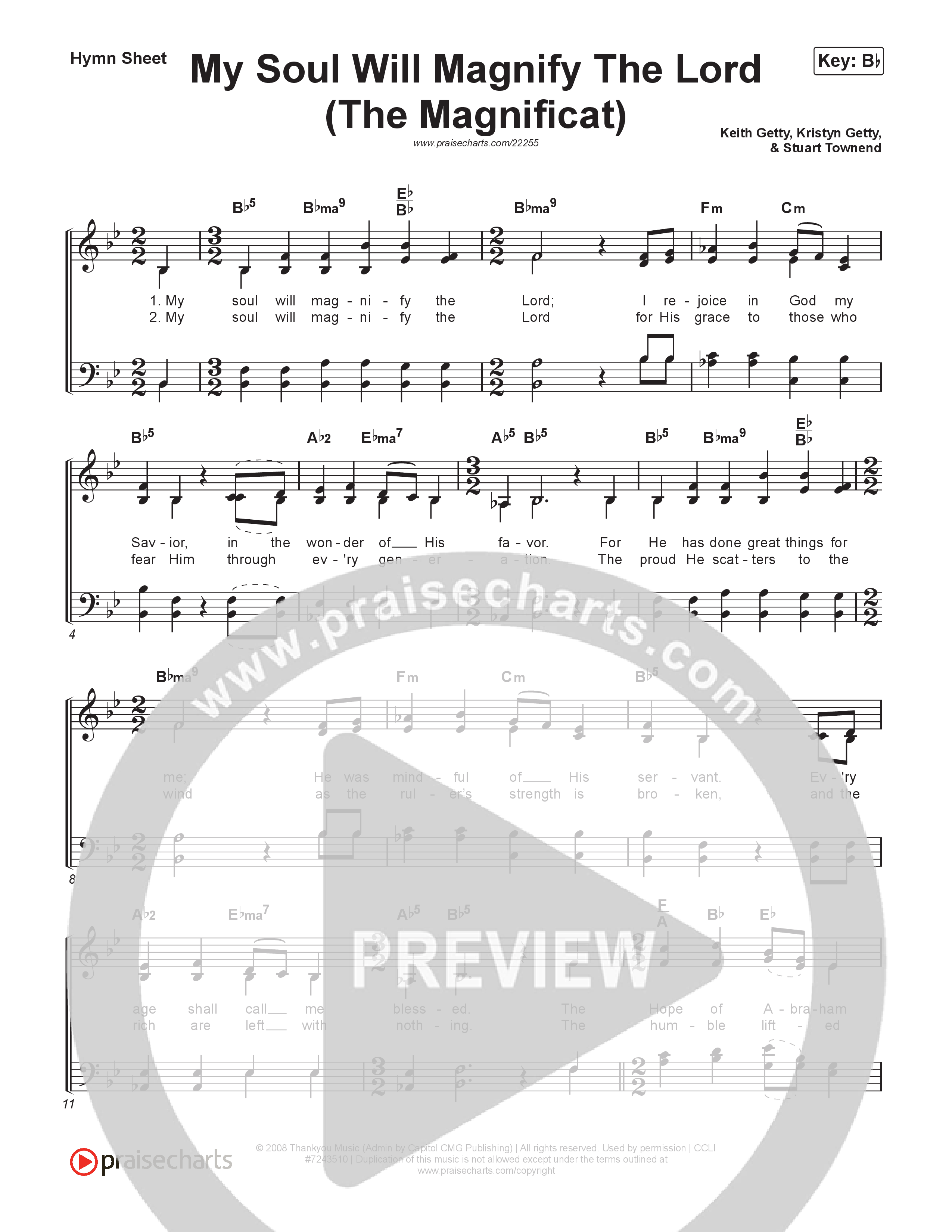 My Soul Will Magnify The Lord (The Magnificat) Hymn Sheet (Keith & Kristyn Getty)