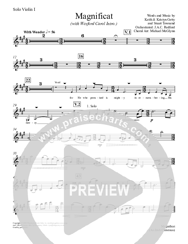 My Soul Will Magnify The Lord (The Magnificat) Violin 1 (Keith & Kristyn Getty)