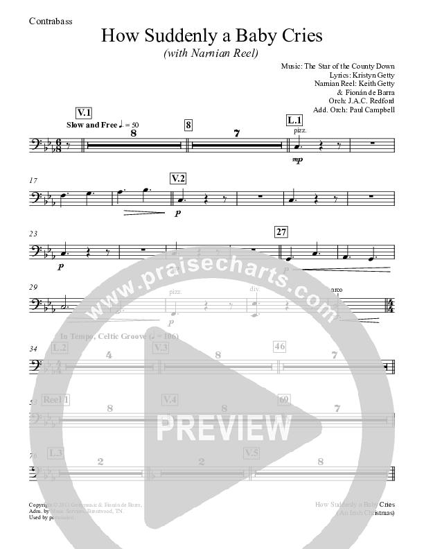 How Suddenly A Baby Cries (with Narnian Reel) Contrabass (Keith & Kristyn Getty)