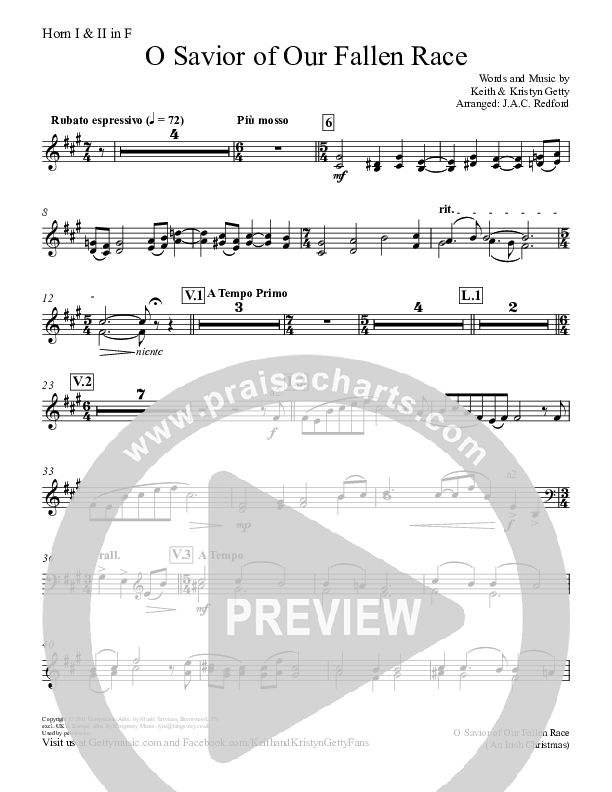 O Savior Of Our Fallen Race French Horn 1/2 (Keith & Kristyn Getty)